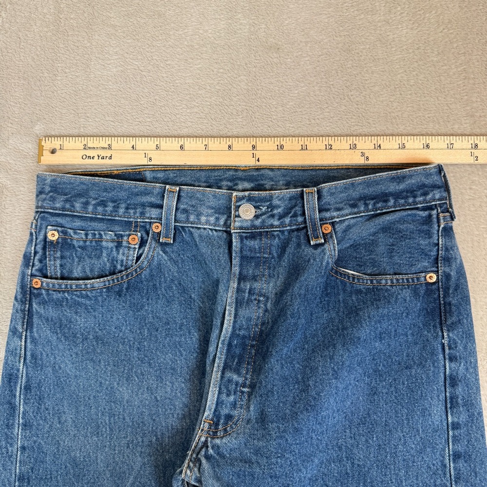 VTG Levis 501 Jeans Mens 34x32 Blue Preowned Denim Button Fly Straight Red Tab - Picture 7 of 11